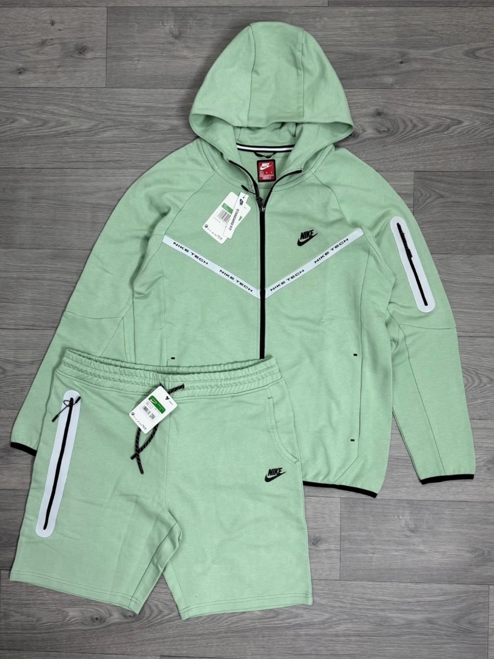 Nike Tech Reflective Hoodie & Short Set Mint Green